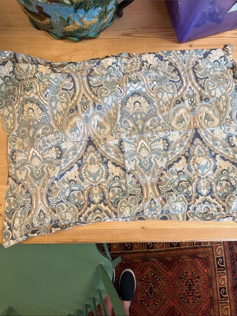 Pottery Barn Paisley Cotton Duvet Cover in Blue and Cream
